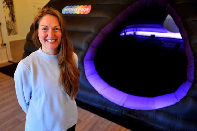 Katie Robertson at the hot yoga pod in Stoke Abbott Road