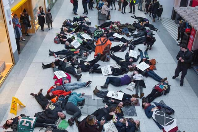 The demonstration at the shopping centre