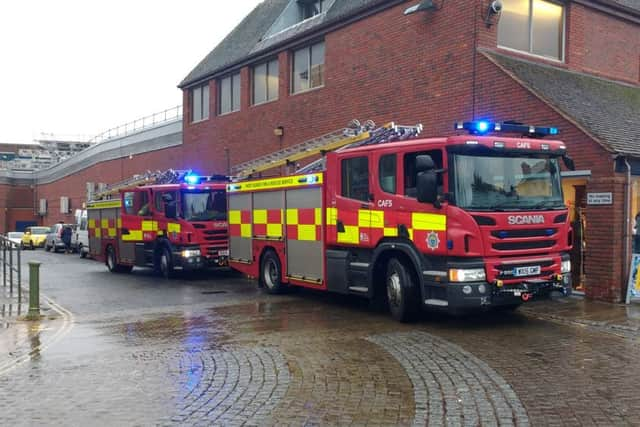 Firefighters in at the scene of the lift shut-in two weeks ago