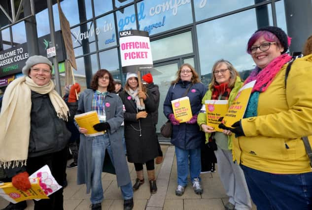 Strike action at East Sussex College in Hastings - photo by Justin Lycett