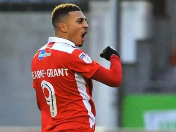 Karlan Ahearne-Grant celebrates scoring a goal for Crawley Town last season.
Picture by Steve Robards