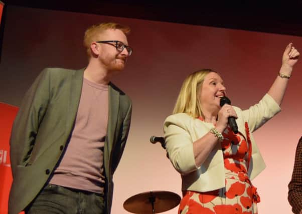 Lavinia OConnor, Labour's prospective parliamentary candidate for East Worthing and Shoreham with Brighton Kemptown MP Llloyd Russell-Moyle