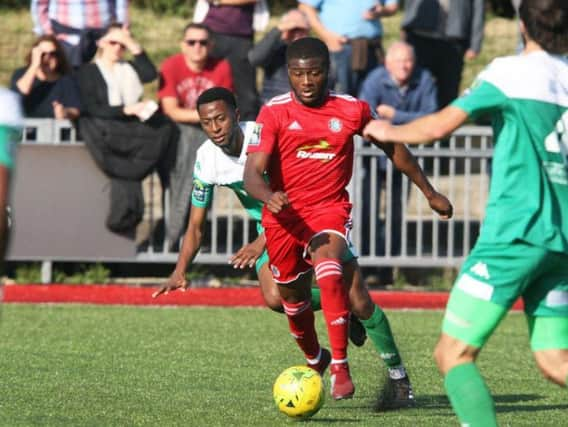 David Ajiboye returned from injury against Enfield Town on Saturday. Picture: Derek Martin