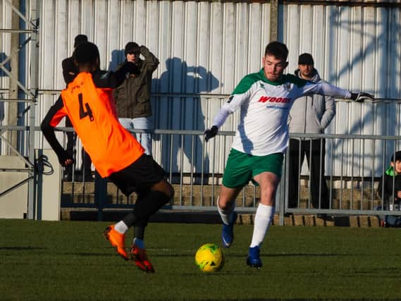 Brad Lethbridge shoots - and it goes in for the equaliser / Picture by Tommy McMillan