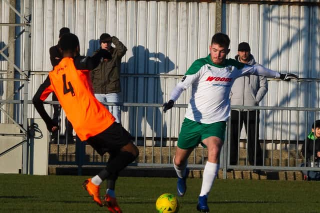 Brad Lethbridge shoots - and it goes in for the equaliser / Picture by Tommy McMillan