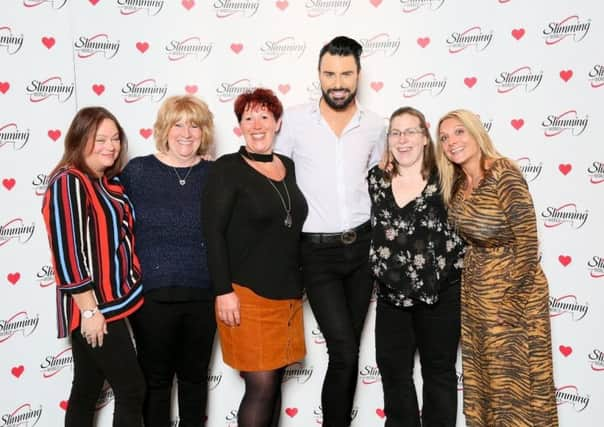 Slimming World Consultants meet singer and presenter Rylan Clark-Neal: Jackie Bacon, Jo Sandalls, Anne-Marie Burke, Becky Smeath, Emma Kellond SUS-191202-095912001