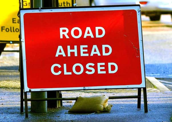 Road closure stock image