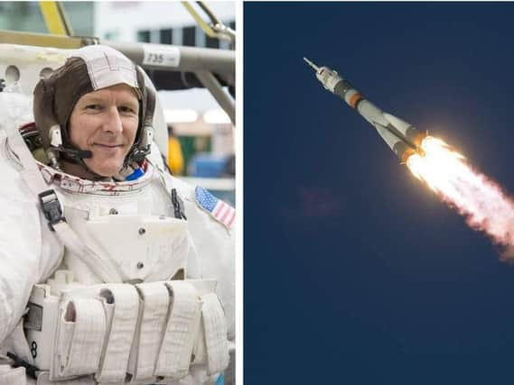 Tim Peake spent six months in space, flying up in a Soyuz TMA-19M rocket (right) in December 2015. Picture: NASA