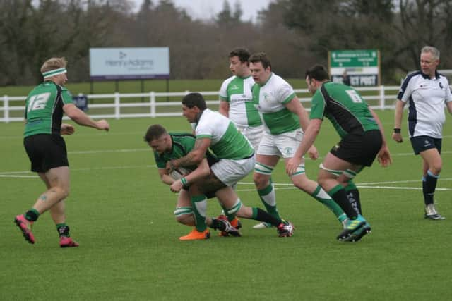 Horsham debutant Sam Hampson in action against Heathfield & Waldron. Picture by Clive Turner