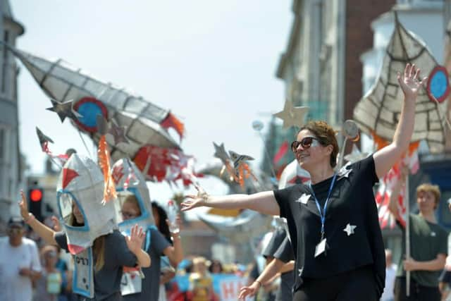 Participants in last year's Moving On parade, which had the title Spread Your Wings and Fly. Photograph: Peter Cripps