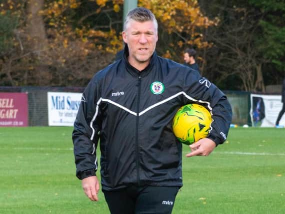 Burgess Hill Town head coach Simon Wormull. Picture by Chris Neal