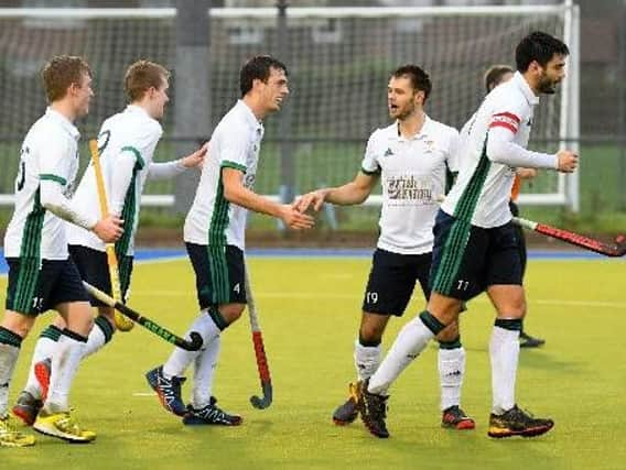 Chichester celebrate a goal earlier in the campaign - this weekend they have both league and cup action to occupy them / Picture: YASPS