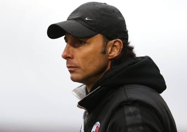 NORTHAMPTON, ENGLAND - FEBRUARY 16: Crawley Town head coach Gabriele Cioffi looks on during the Sky Bet League Two match between Northampton Town and Crawley Town at PTS Academy Stadium on February 16, 2019 in Northampton, United Kingdom. (Photo by Pete Norton/Getty Images) SUS-190221-085217001