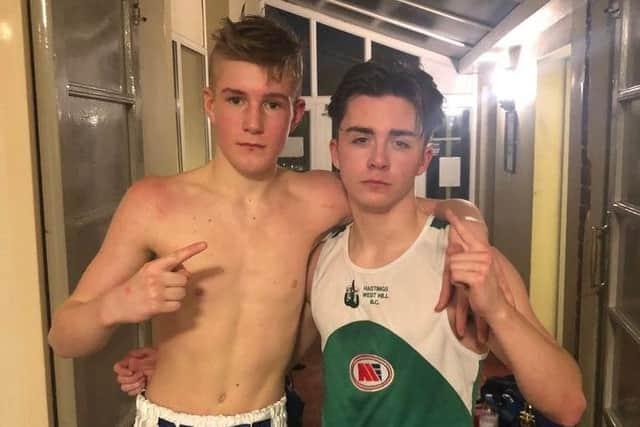 Liam Holden (right) with opponent Blake Binskin