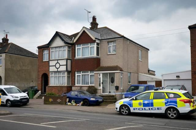 Flowers were left outside the house