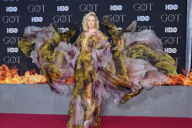 Gwendoline Christie plays Brienne of Tarth in Game of Thrones. Pictured on the red carpet for the final season premiere. Picture: Getty Images