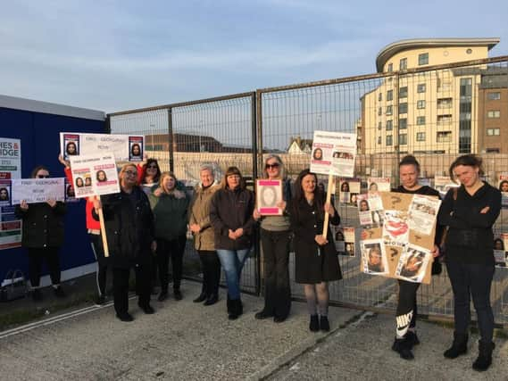 The protesters outside Teville Gate