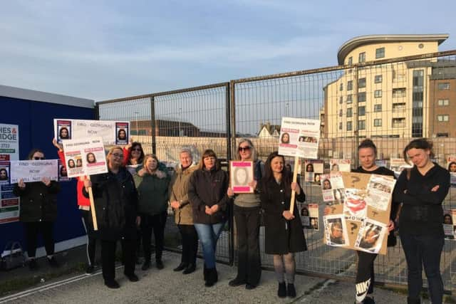 The protesters outside Teville Gate