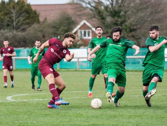 Action from Alfold v Mile Oak earlier in the season. Picture by David Jeffery.