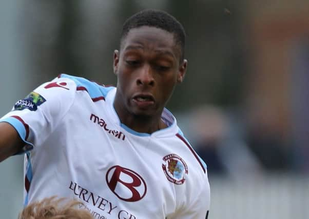 Lanre Azeez scored his second Hastings United goal in the 3-0 win away to Sittingbourne. Picture courtesy Scott White