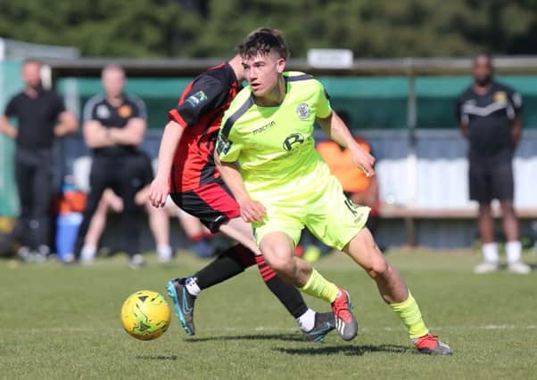 Jamie Fielding on the ball during Hastings United's 3-0 win away to Sittingbourne on Saturday. Picture courtesy Scott White