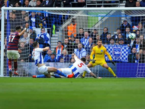 Ayoze Perez gives Newcastle the lead. Picture by Steve Robards