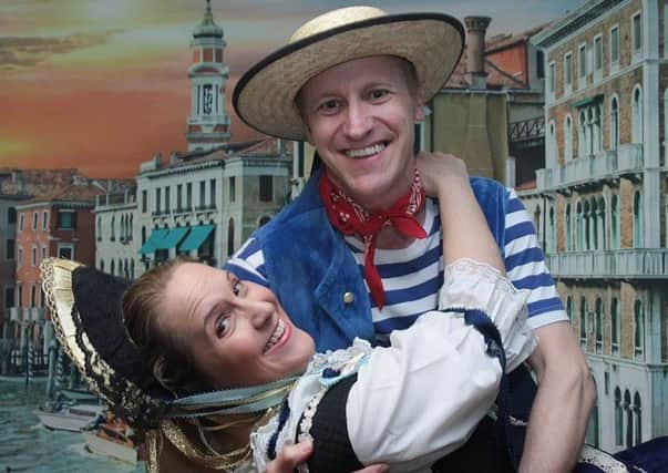 Adrian Samuel as Marco and Vicki Langley as Gianetta. Photo by Michael Stamp SUS-190205-142705001