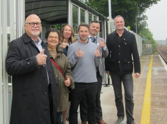 Peter Kyle and Cllr Henry with campaigners at Aldrington Station