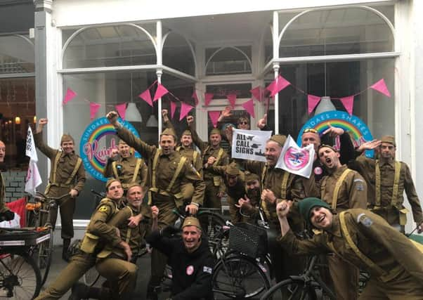 The team taking on the Pink Pub to Pegasus Bridge Bike Ride