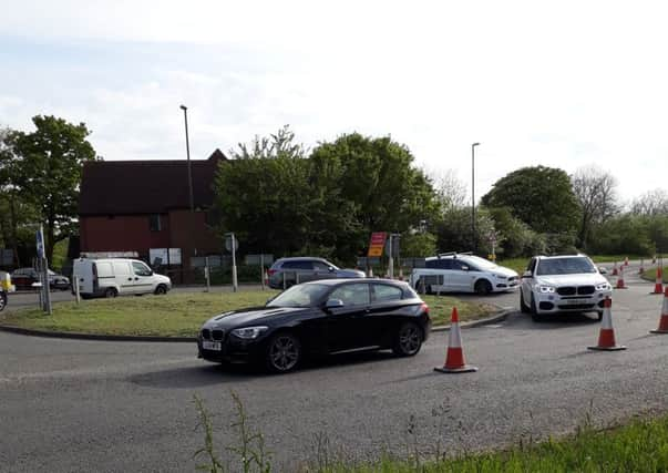 The Broadbridge Heath bypass has been closed causing traffic chaos SUS-190514-095307001