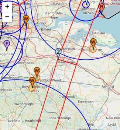 The aircraft will be flying in formation between these lines on June 5