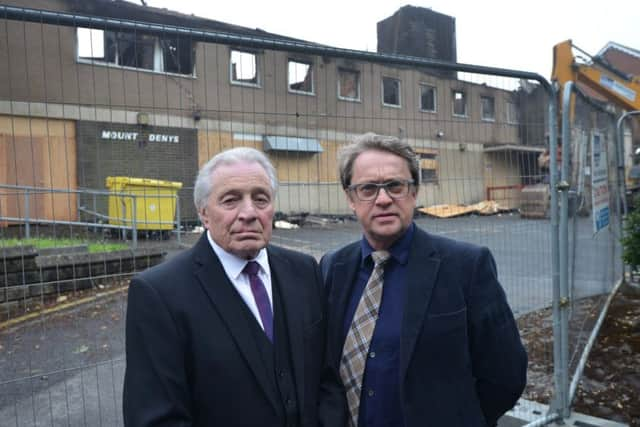 Councillor Mike Turner (left) and councillor Warren Davies outside former Mount Denys Care Home