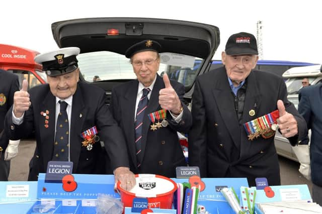 Veterans Alfred Armstrong, Eric Deace and Alfred Wenham at Beachy Head for the D-Day Dakota fly past (Photo by Jon Rigby)