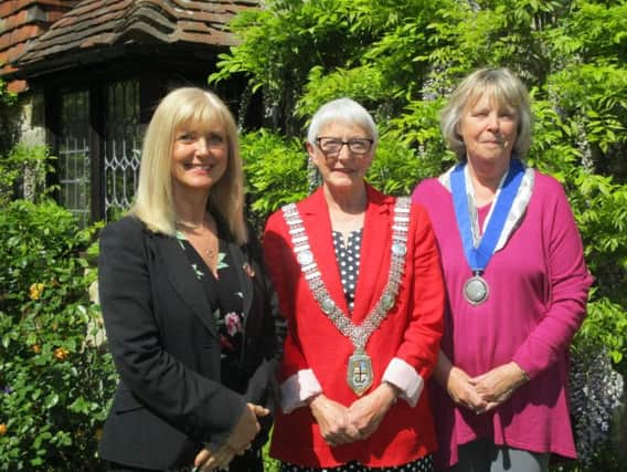 Town clerk Carol Harris with mayor Cllr Glenna Favell and deputy mayor Cllr Margaret Kiloh