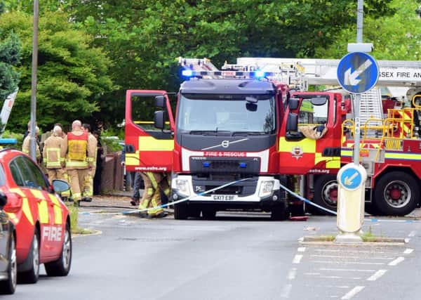 Firefighters at the scene of the blaze in Battle Road on August 19, 2018