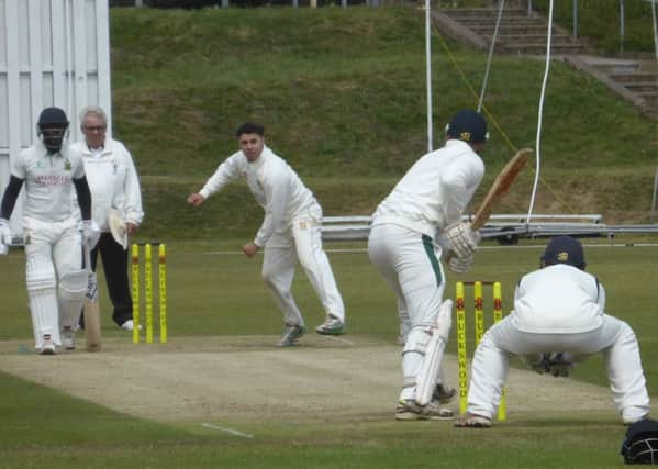 Jed O'Brien bowling for Hastings Priory Cricket Club against Burgess Hill at Horntye Park last weekend. Picture by Simon Newstead