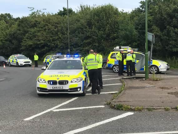 Police respond to the accident on the A280