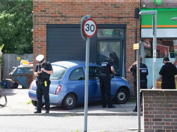 The emergency services are at the scene of a collision in Goring Way, Goring