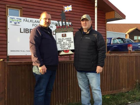 Alan Peskett, left, with Gary Clement MBE, chairman of the Falklands Veterans Foundation