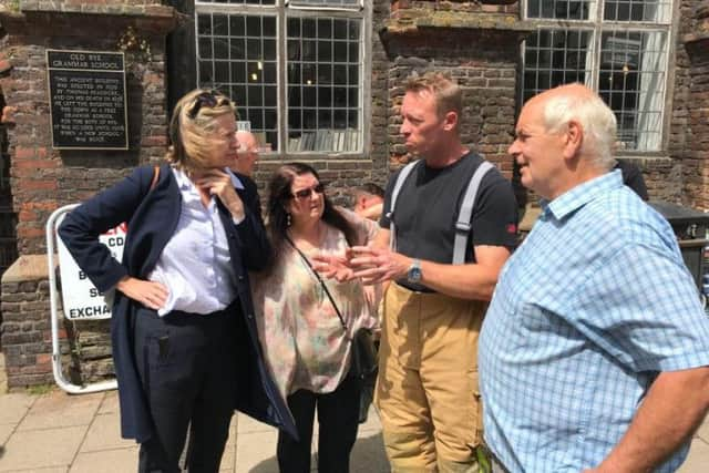 Amber Rudd in Rye following the devastating blaze at The George in Rye hotel. Picture: Twitter