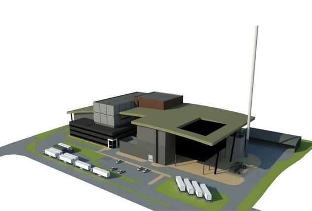 Artist's impression of the proposed new incinerator at Warnham SUS-190730-121328001