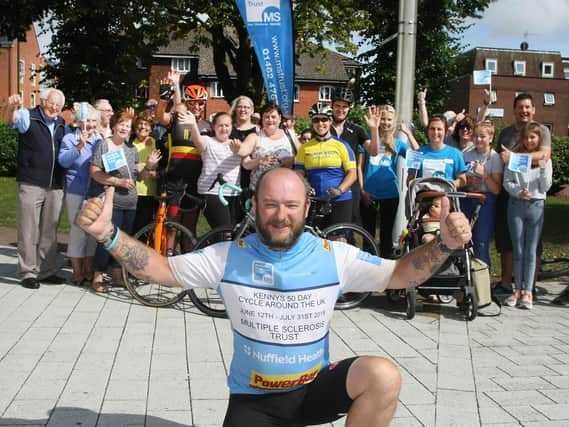 Kenny Smith back in Chichester after 50-day cycle around UK. Photo by Derek Martin Photography DM1975581a