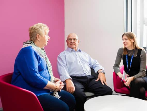 Anne and Bob with a Wayfinder at Dementia Support