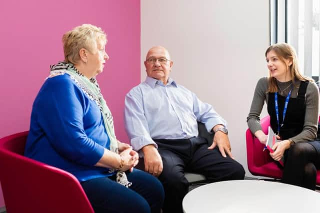 Anne and Bob with a Wayfinder at Dementia Support