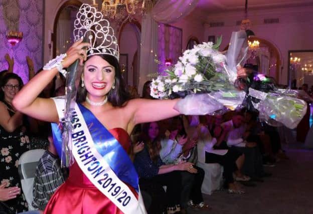 Make-up adviser Christina Loizou was crowned Miss Brighton 2019/20 during a glittering  live regional final at The Mercure Hotel  in Brighton