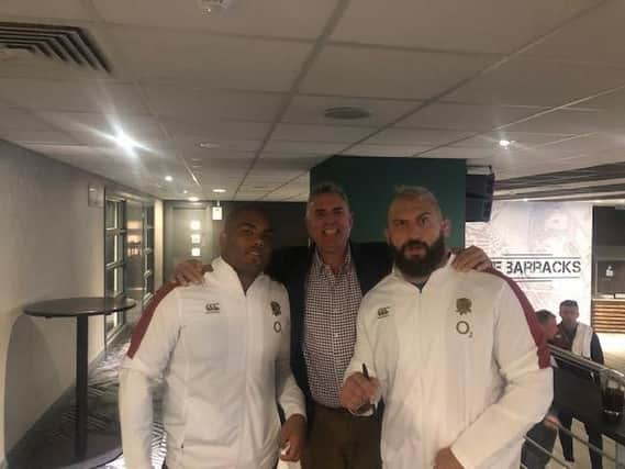 England star Marler (right) with former coach Stadler (middle)