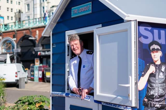 Police beach hut in Brighton SUS-190918-160431001