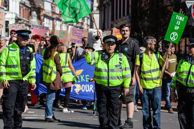 Protesters in Eastbourne as part of the Global Climate Strike  Credit: SEUK News/Alamy Live News. (Photo by Pete Abel)