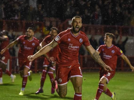 Ollie Palmer celebrates his winning penalty