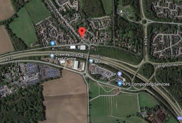 Work is being carried out to reduce traffic delays at the Pease Pottage junction of the M23. Picture: Google Maps.